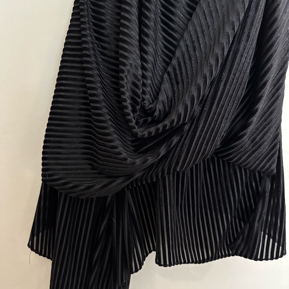Misa Los Angeles Black Leticia Velvet Stripe Halter Top Asymmetrical Drape - Picture 4 of 6